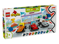 Konstruktorius LEGO® DUPLO® Town F1 komandos automobiliai, vairuotojai