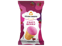 Valgomieji ledai THREE BEARS Fruit and Berry, vyšnių skonio, vafliniame indelyje,  75 g