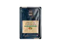 Sūris su alyvuogėmis ir pomidorais WELL DONE PREMIUM, pjaustytas, 48 % rieb., 120 g