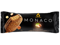 Valgomieji ledai MONACO lazdynų riešutų skonio, su įdaru, glaistyti, 75 g, 140 ml