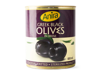 Graikiškos juodosios alyvuogės be kauliukų ANIRA, 850ml