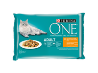 Ėdalas katėms ONE Adult, su vištiena šparaginių pupelių padaže, 4 x 85 g.