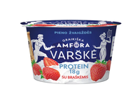 Varškė ,,GRAIKIŠKA AMFORA PROTEIN" 0,8% riebumo su braškėmis, 200 g