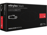 Vienkartinės pirštinės NITRYLEX PF, nitrilinės, nepudruotos, juodos spalvos, L, 100 vnt.