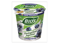Ekologiškas jogurtas BIOS, su mėlynėmis, 3,1%, be laktozės, 370 g, LT-EKO-001