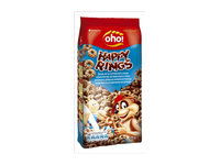 Sausi pusryčiai OHO HAPPY RINGS su sutirštintu pienu, 175 g