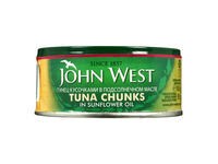 Tunų gabaliukai JOHN WEST aliejuje, 145 g