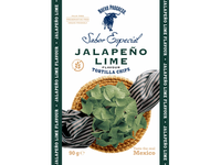 Kukurūzų tortilijų traškučiai SABOR ESPECIAL, su jalapeno pipirais, kalendra ir laimu, 90 g