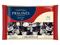 Šokoladiniai saldainiai PRALINES, su pienišku kremu ir dribsniais, 1 kg