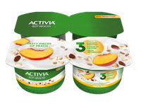 Valgom. jogurtas ACTIVIA su persikais, dribsn., 2,6 % rieb., 480 g