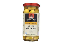 Žaliosios alyvuogės įdarytos česnakais GOURMANTE, sūryme, 260 g / 210 g