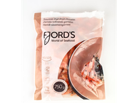Šaldytos šiaurinės dryžakojės krevetės FJORDS, virtos,su galva, su kiautais, 90-120, 2%glazūros,750g