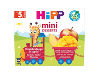 Ekologiška obuolių, persikų ir mangų tyrelė nuo 5 mėn. HIPP 400 g