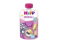 Obuolių, bananų, mėlynių tyrelė su jogurtu ir  grūdais, 120 ml