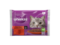 Konservuotas suaugusių kačių ėdalas WHISKAS Classic Meals, mėsos rinkinys, 4 x 85 g