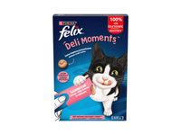 Skanūs skystieji užkandžiai katėms „FELIX® Deli Moments™“ su lašišomis, 4 x 10 g paketėliuose