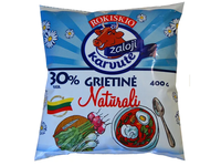 Natūrali ROKIŠKIO grietinė ŽALOJI KARVUTĖ, 30 % rieb., 400 g