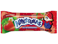 Glaistytas varškės sūrelis NYKŠTUKAS su braškėmis, 21% riebumo, 45 g