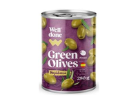 Žalios alyvuogės be kauliukų WELL DONE, 280 g