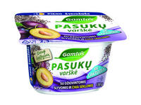 Pasukų varškė be laktozės GAMTOS  su džiovintomis slyvomis ir chia sėklomis, 2,3% rieb., 130 g