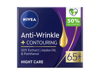 Veido kontūrus atkuriantis naktinis kremas nuo raukšlių 65+ NIVEA ANTI-WRINKLE CONTOURING, 50 ml