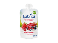 Tyrelė KABRITA su obuol., miško uogomis, grietinėle, 6+ mėn., 100 g