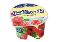GRŪDĖTA varškė su avietėmis, 7 % rieb., 150 g