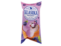 Grietininiai valgomieji ledai KLASIKA, vanilės ir mėlynių skonio, 120 ml