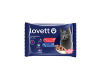 Konservuotas kačių ėdalas LOVETT su įvair. rūšių žuvimi, 400 g