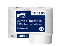 Tualetinis popierius TORK T1 Universal Jumbo, 1 sl., pilkos sp., 480 m, 120160