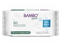 Drėgnosios kūdikių servetėlės AQUA BAMBO NATURE, 60 vnt.
