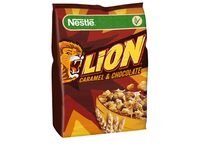 Pusryčių dribsniai NESTLE, Lion, su šokoladu ir karamele,  450g