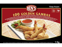 Šaldytos, nevirtos krevetės traškioje filo tešloje Golden Gambas, 1 kg