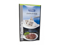 Šlapias ėdalas katėms DR. CLAUDER'S, su  lašiša ir upėtakiu, drebučiuose, 100 g