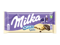 Baltasis šokoladas MILKA su sausainių OREO gabalėliais, 100 g