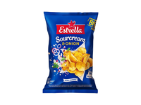 Bulvių traškučiai ESTRELLA, grietinės ir svogūnų skonio, 180 g