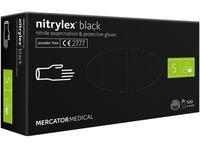 Vienkartinės pirštinės NITRYLEX PF, nitrilinės, nepudruotos, juodos spalvos, S, 100 vnt.