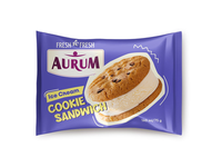Valgomieji ledai AURUM, vanilės skonio, tarp sausainių, 75 g