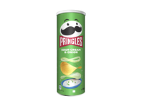 Traškučiai PRINGLES, grietinės ir svogūnų skonio, 165 g