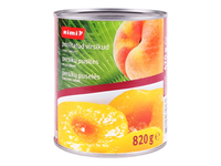 Persikų puselės sirupe RIMI, 820 g / 470 g