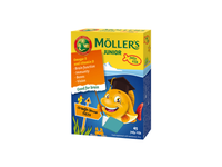 MÖLLER’S žuvų taukai JUNIOR, citrinų ir apelsinų skonio, nuo 3 m., 45 kramtomosios tabletės