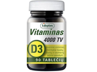 LIFEPLAN 4000TV vitaminas D3, tabletės, N90