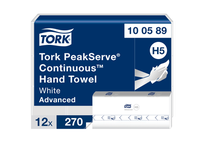 Popieriniai rankšluosčiai TORK PeakServe H5,Advanced, 1sl. baltos spalvos, 270 lapelių, 100589
