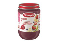 Braškių, kriaušių, bananų ir mėlynių tyrelė SEMPER, nuo 5 mėn., 190 g
