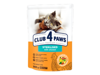 Sausas kačių ėdalas CLUB 4 PAWS sterilizuot., su vištiena, 300 g