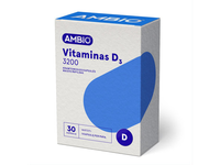 AMBIO VITAMINAS D3 3200IU, 30 kramtomųjų kapsulių