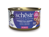 Kačių ėdalas SCHESIR CAT, su tunu ir jautiena, pilnavertis. 85 g