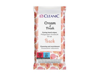 CLEANIC CREAM & FRESH PEACH rankų priežiūros servetėlės (15 ml)