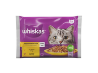 Konservuotas suaugusių kačių ėdalas WHISKAS, vištienos ir kalakutienos rinkinys, 4 x 85g