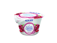 Graikiškas jogurtas KOLIOS, autentiškas, 0%, su avietėmis ir granatų sultimis, 150 g